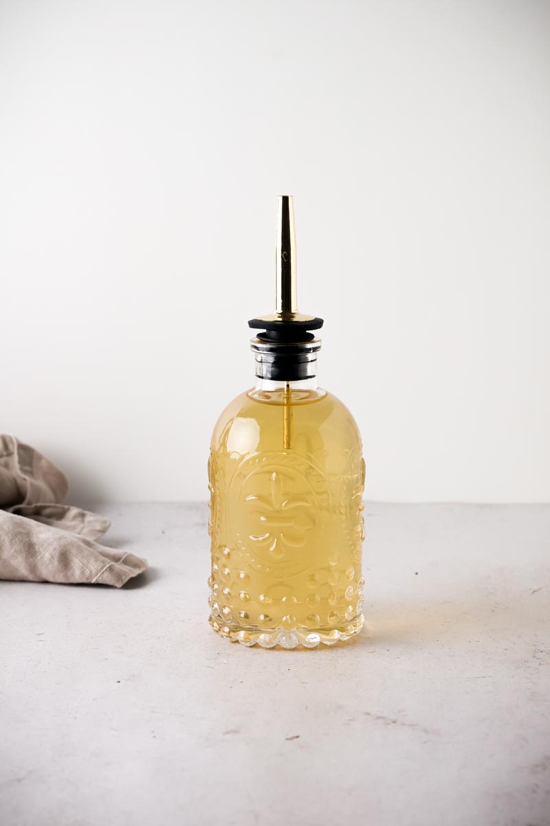 green tea simple syrup in bottle