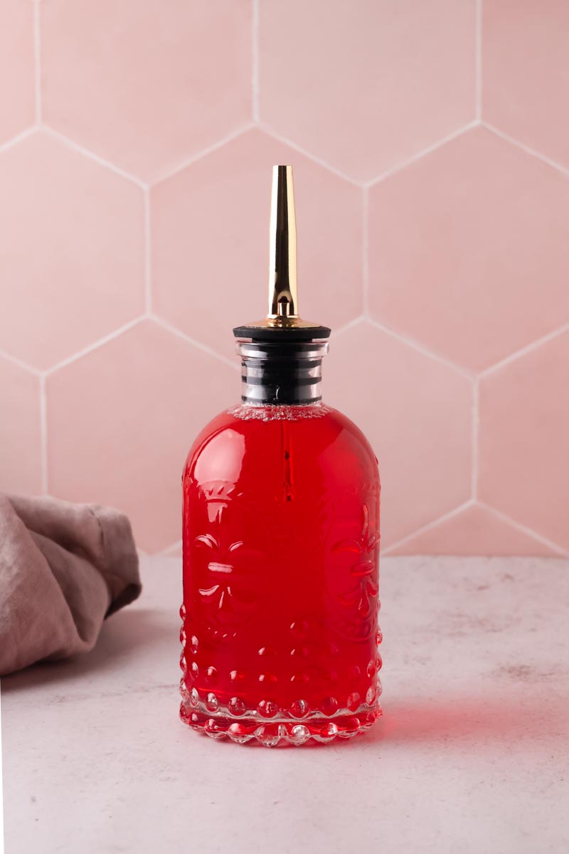 strawberry simple syrup on a table