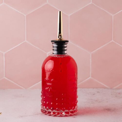 strawberry coffee syrup in a bottle