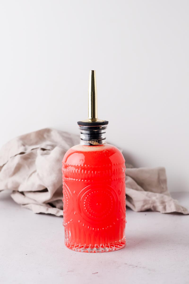 blood orange simple syrup on a table