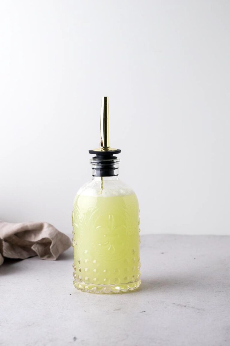 honeydew syrup in a glass bottle