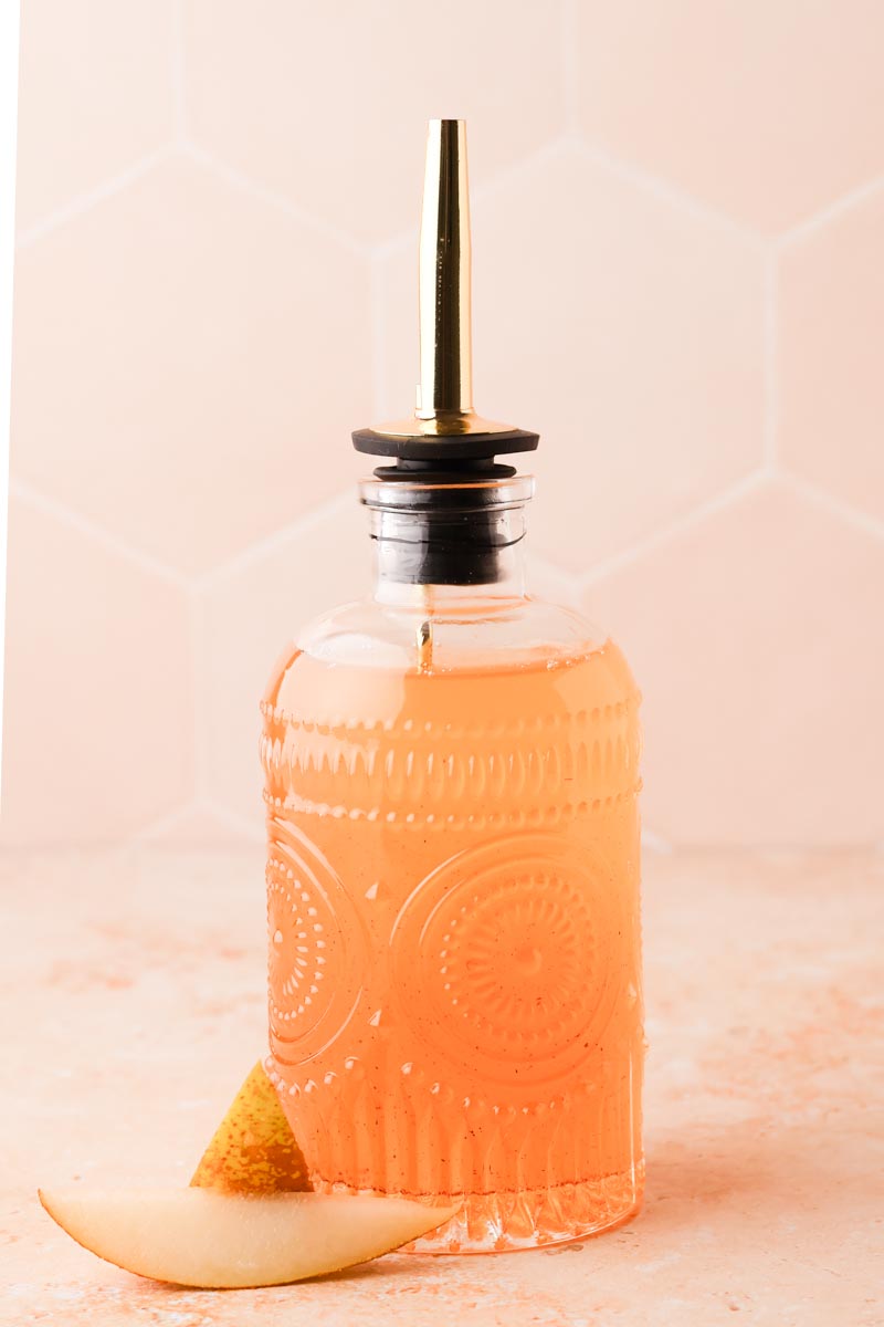 pear simple syrup in bottle