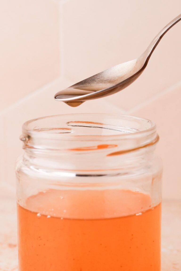 close up on pear simple syrup