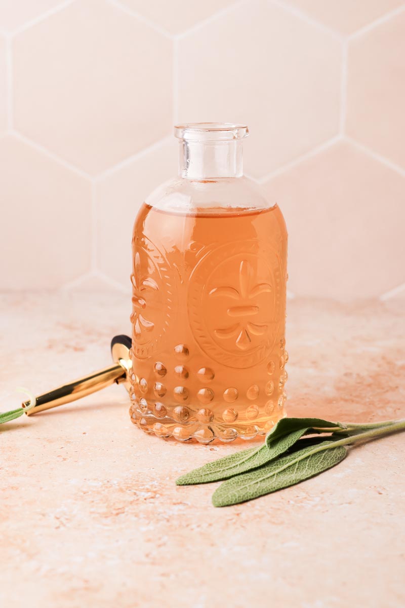 freshly made sage simple syrup