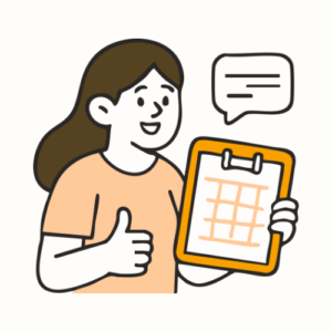 an illustration of character holding a clipboard with information