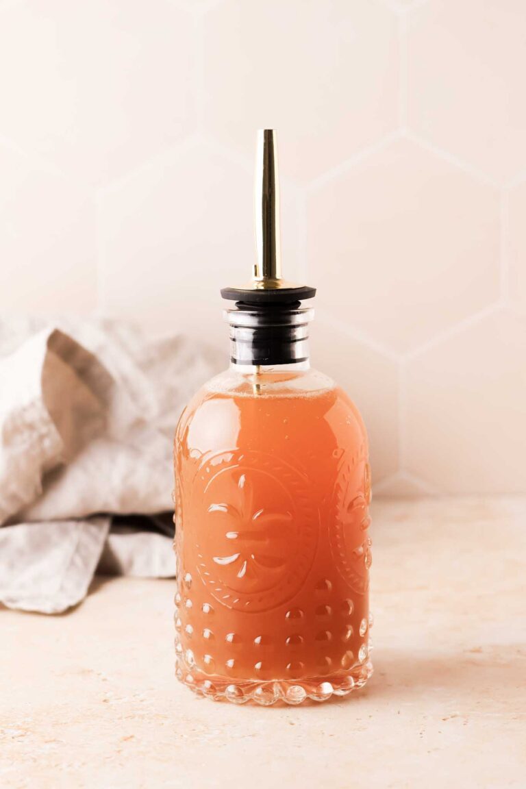 banana bread syrup in a glass container