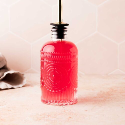 fig syrup in a glass bottle