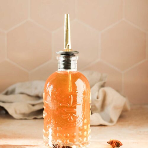 homemade star anise syrup placed on table