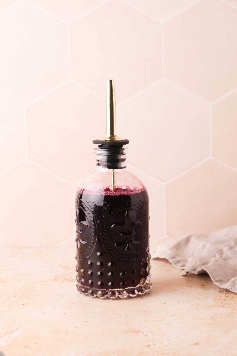 blueberry simple syrup in a bottle