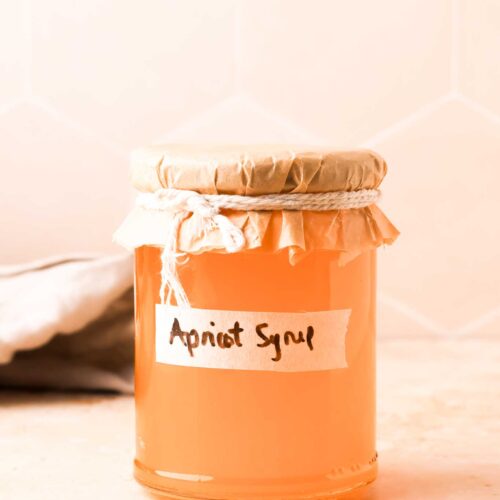 apricot syrup in a glass jar