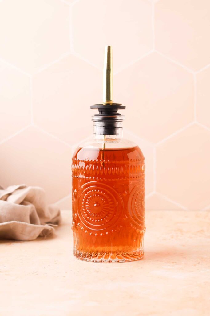 light brown sugar in a glass bottle