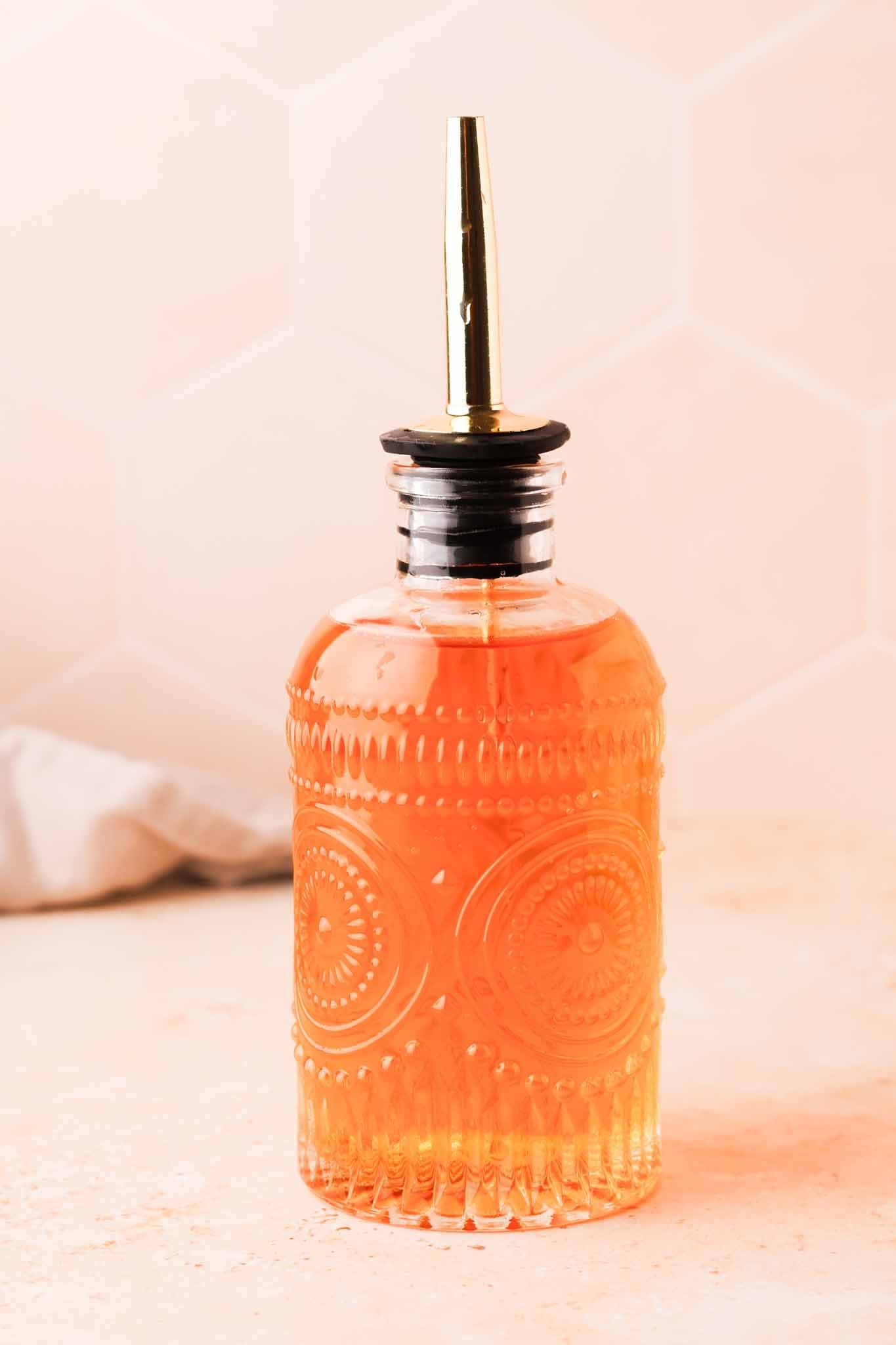 caramel simple syrup in jar